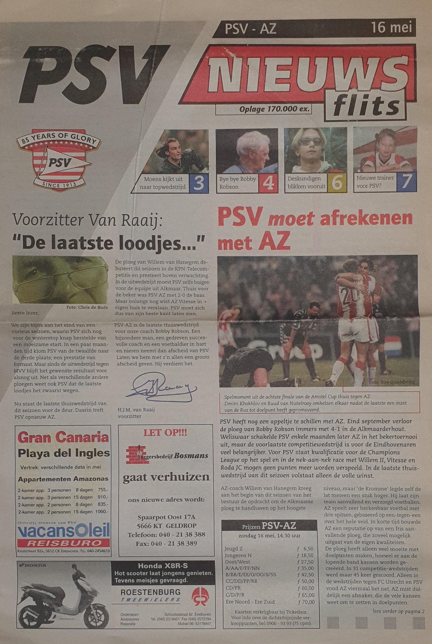 AZ Programma 16-mei-1999 PSV uit